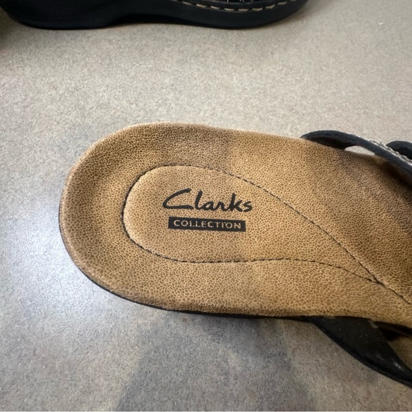Clarks Collection Leisa Cacti Q Black Adjustable Straps Size 9 Flat Sandals - Picture 2 of 9